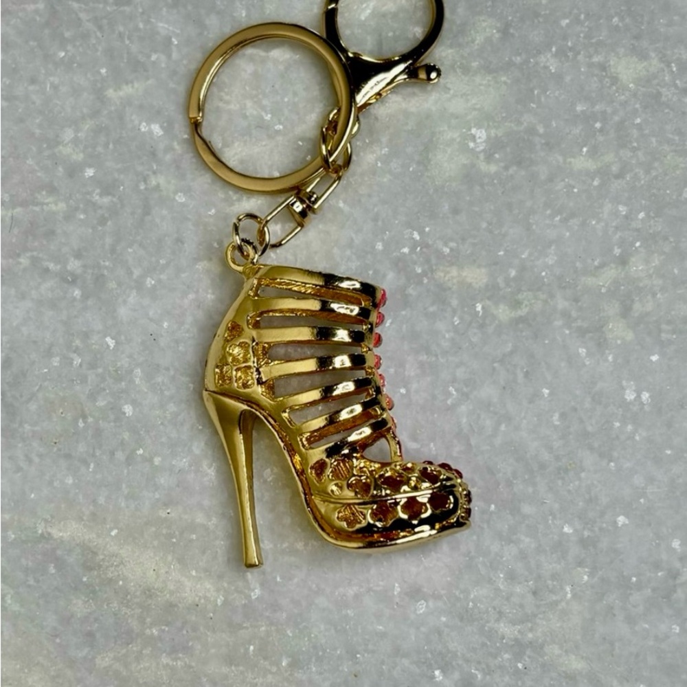 Pink Rhinestone High Heel Keychain - Picture 2 of 2